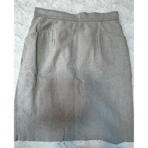 Judy Knapp California Women's Cotton Flax Pencil Skirt Beige Size 11 Pockets